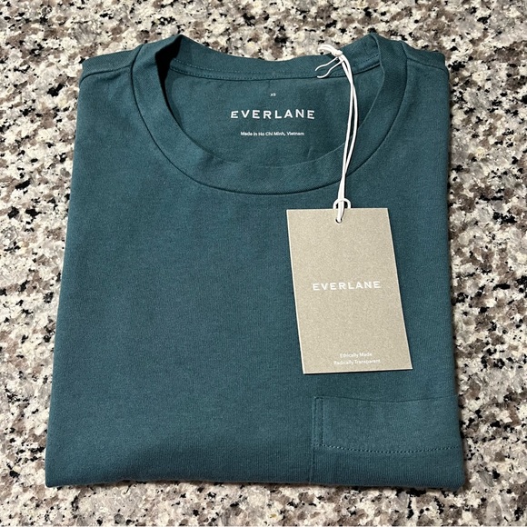 Everlane Shirt XS Premium Weight Pocket Tee Blue - Picture 2 of 7